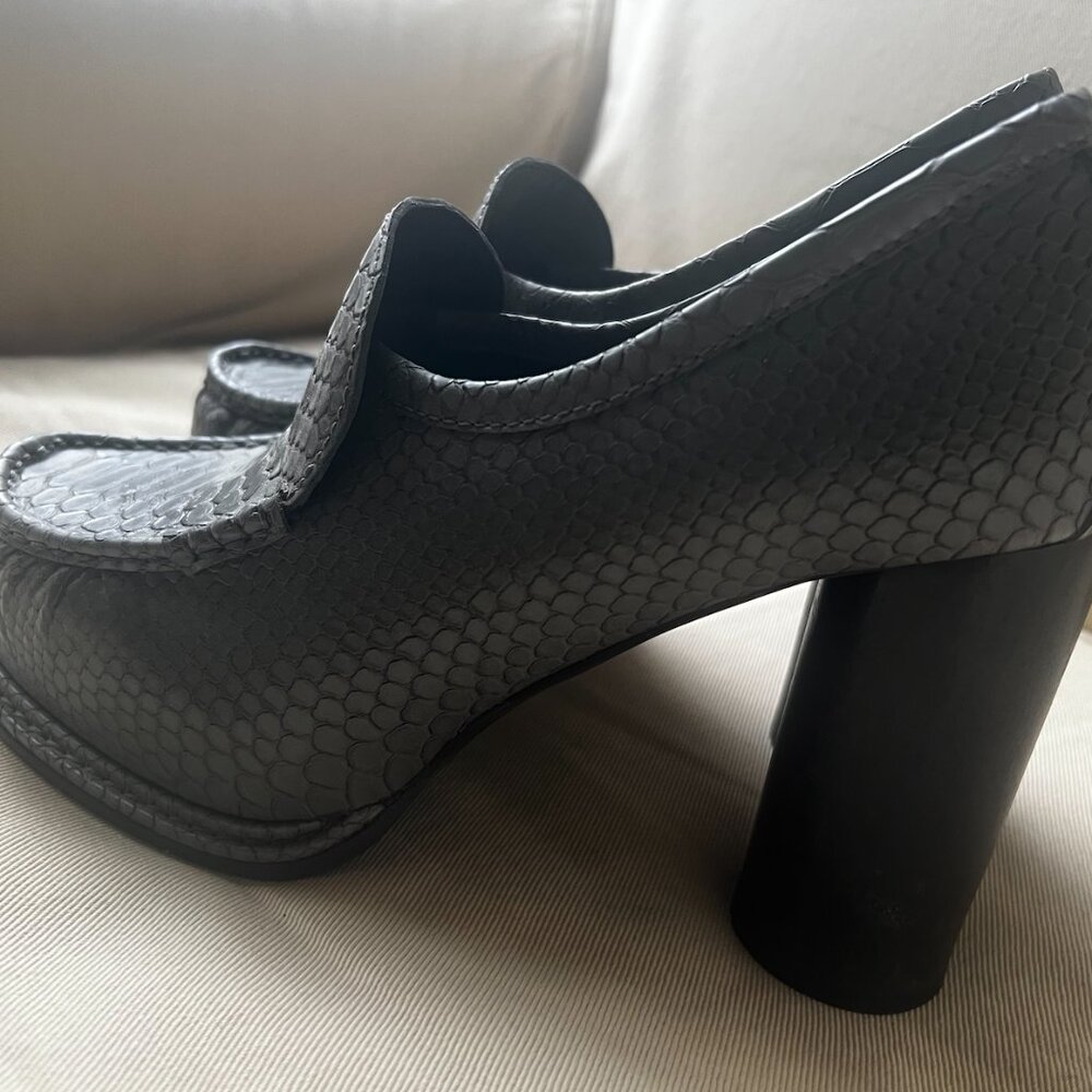 Stella McCartney Python Snakeskin Chunky Heeled Loafers Size